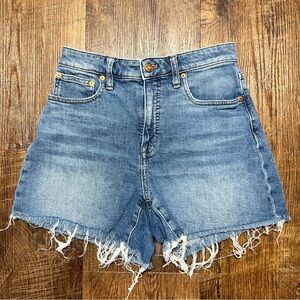 Madewell Size 26 Blue Jean Shorts Curvy High Rise Denim Raw Hem